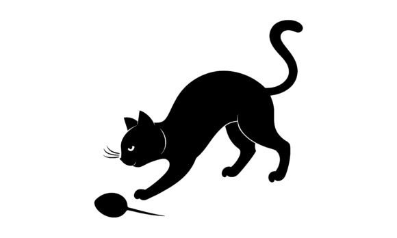 Black Cat Hunting Mouse Silhouette Review