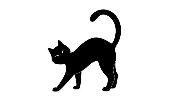 Black Cat Silhouette in Playful Stance Review