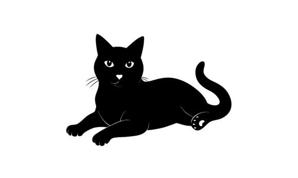 Black Cat Silhouette Resting Vector Review