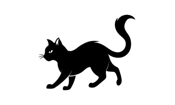 Black Cat Silhouette Walking Vector Review