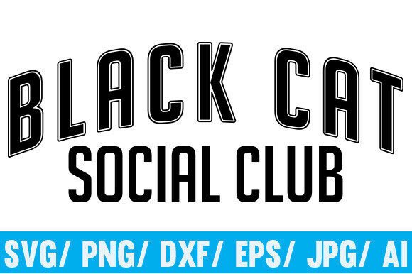 Black Cat Social Club Png for Embroidery Projects