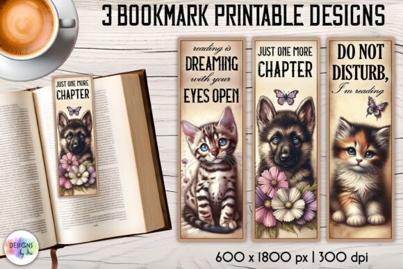 Retro Style Bookmarks with Cute Kittens