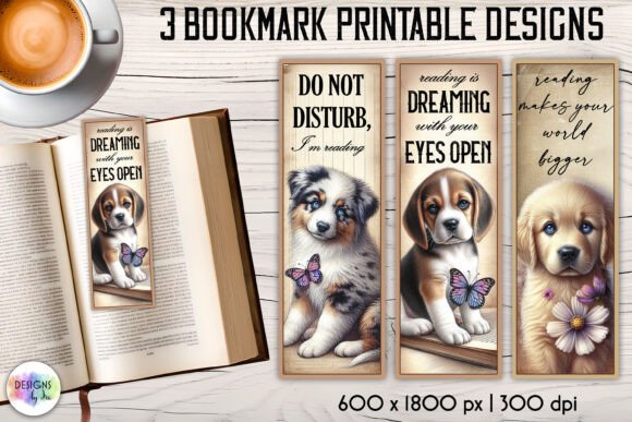Retro Style Bookmarks with Cute Puppies