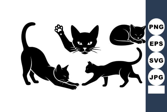 Silhouette Cats Various Poses: A Designer's Review